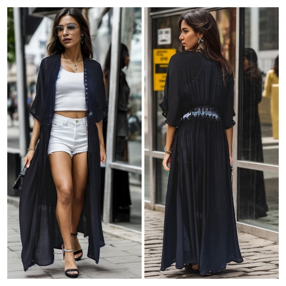 Lovely Rosetta Jackets & Blazers - (Out Of Stock) Black Lace Open Front Cardigan